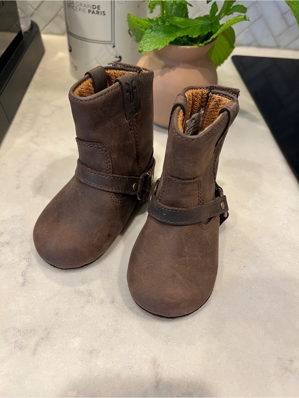 Frye Toddler Brown Leather Harness Boots